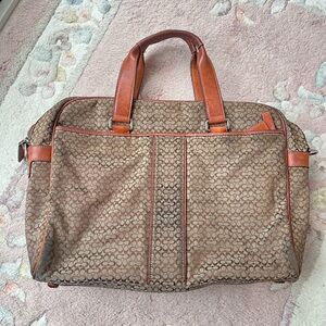 Coach Signature Hudson canvas Commuter tan briefcase laptop bag